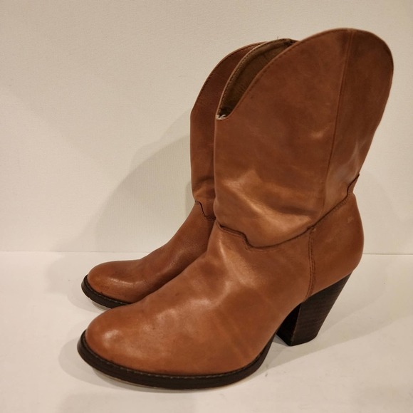 FRANCO FORTINI "McKinley 2" Cognac Leather Western style booties SIZE 8M - Picture 10 of 16